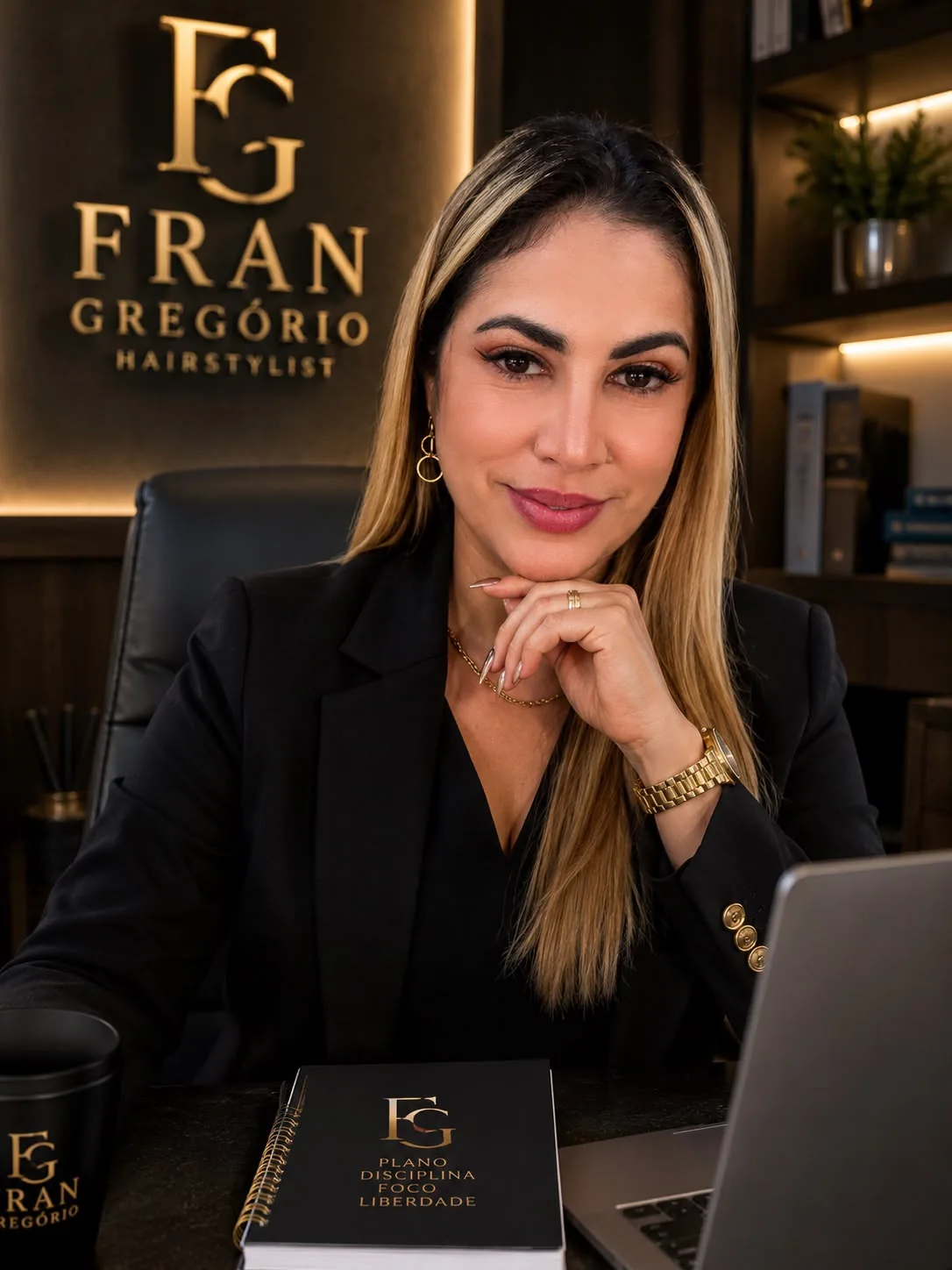 Fran Gregório, hairstylist e empresária, em seu espaço profissional
